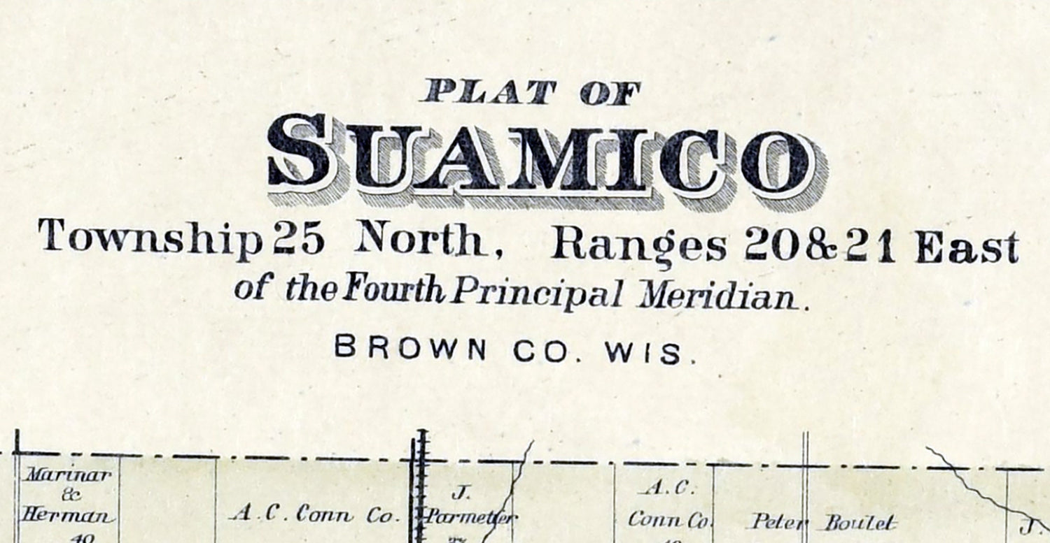 1889 Map of Suamico Township Brown County Wisconsin