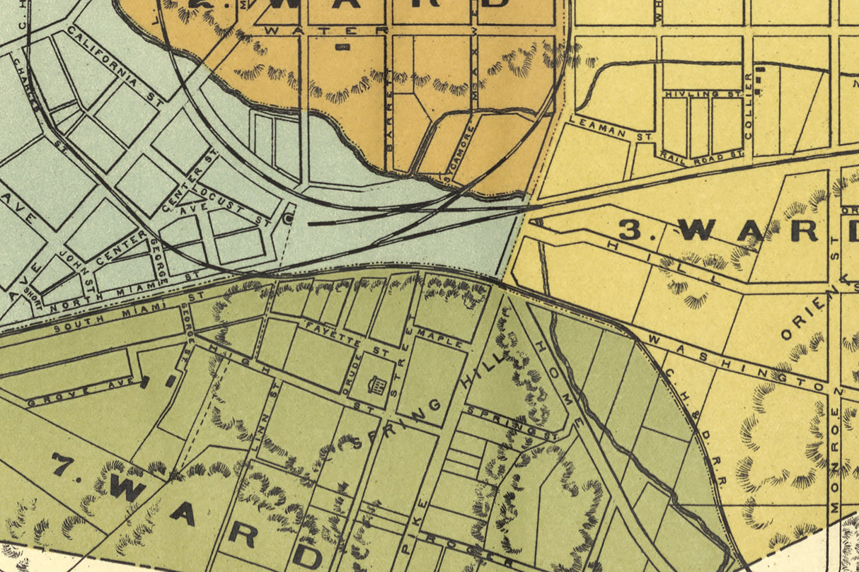 1896 Map of Xenia City Greene County Ohio
