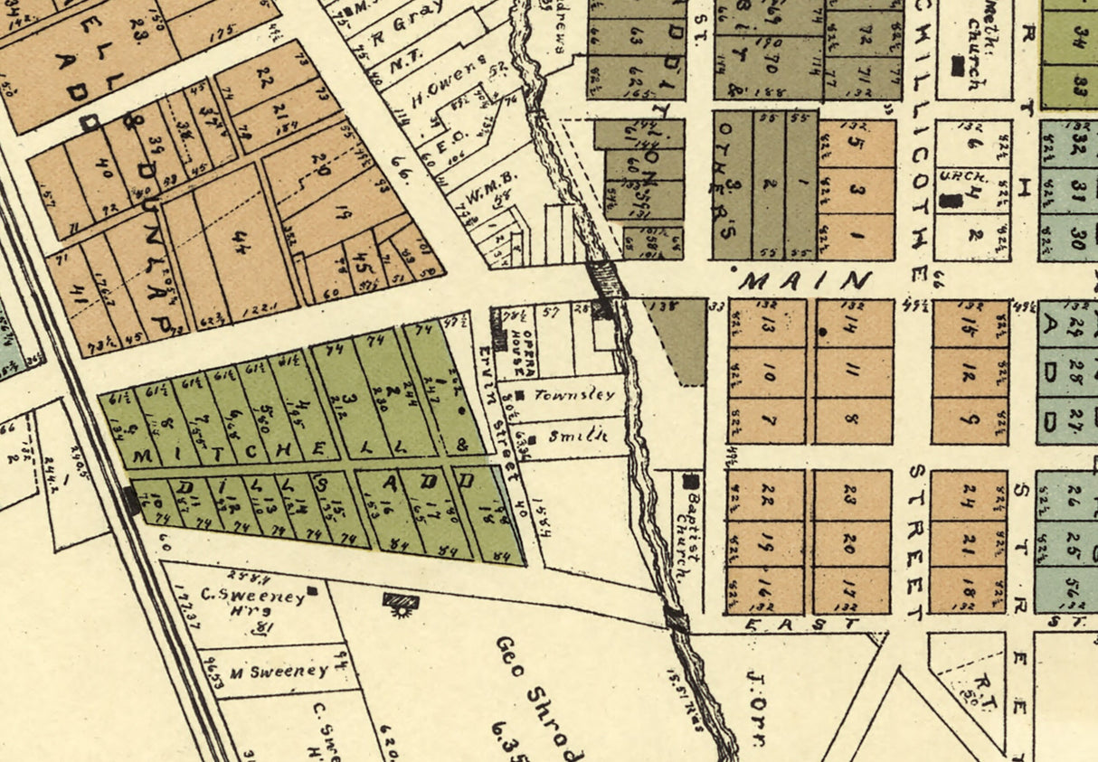 1896 Town Map of Cedarville Greene County Ohio