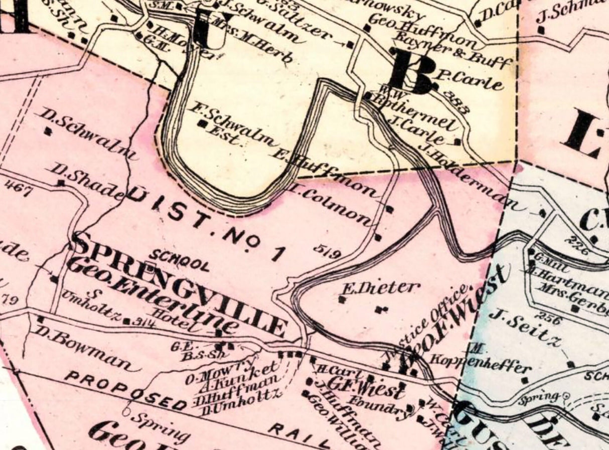 1875 Map of Upper Mahantongo and Hubley Township Schuylkill County Pennsylvania
