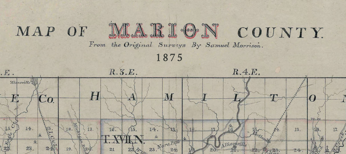 1875 Map of Marion County Indiana