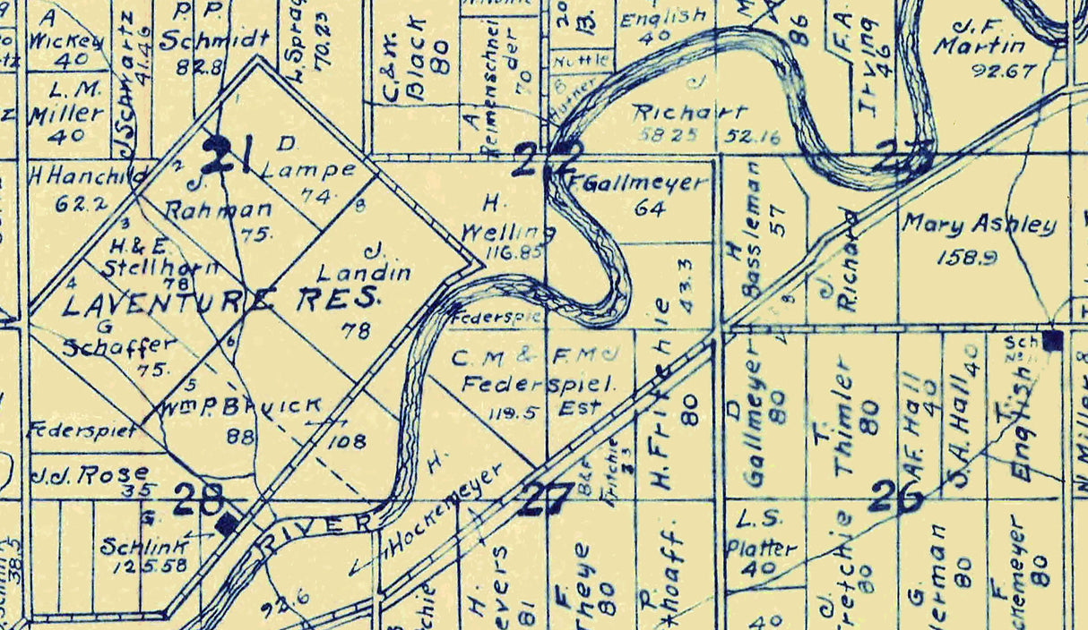1901 Farm Line Map of Allen County Indiana