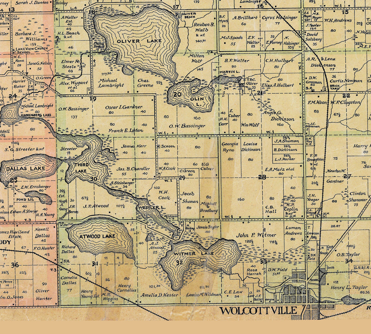 1904 Farm Line Map of La Grange County Indiana