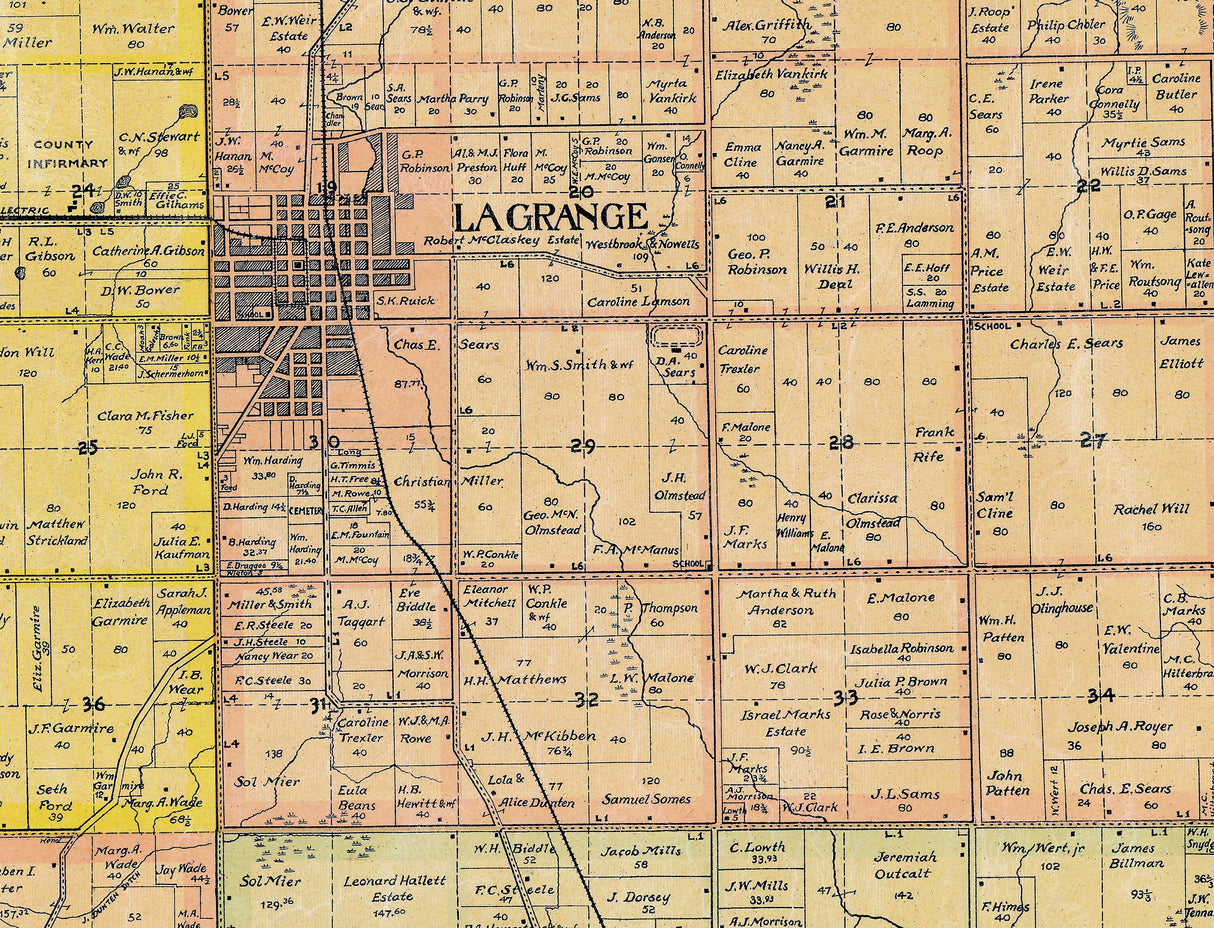 1904 Farm Line Map of La Grange County Indiana