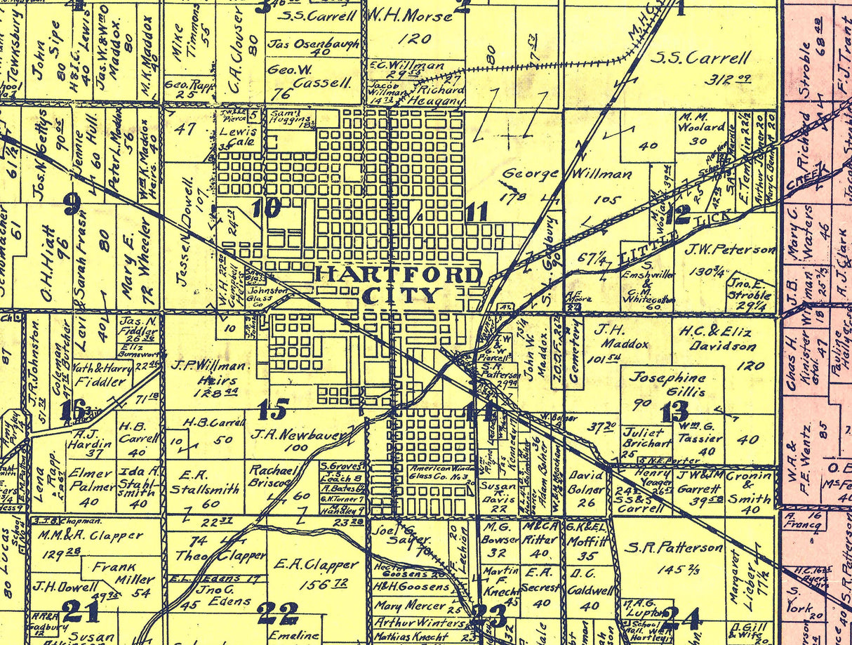 1905 Farm Line Map of Blackford County Indiana