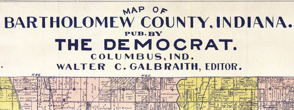1910 Farm Line Map of Bartholomew County Indiana