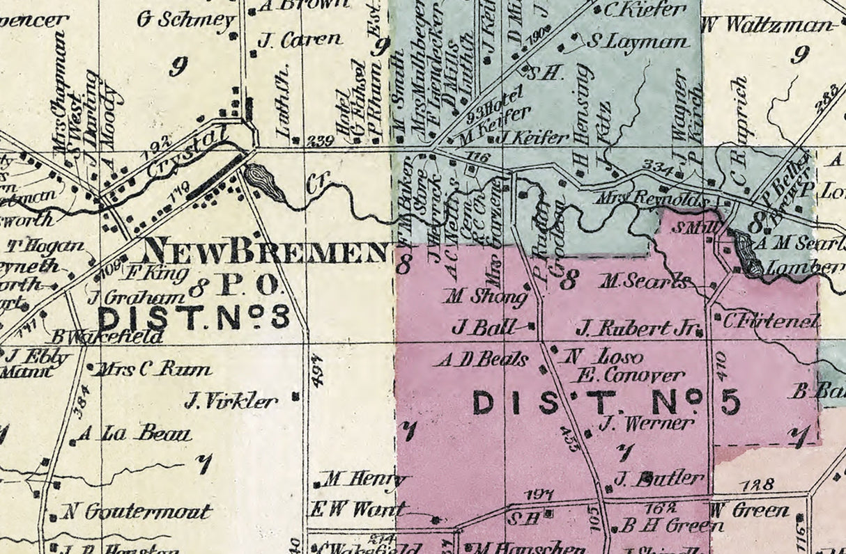 1875 Map of New Bremen Township Lewis County New York