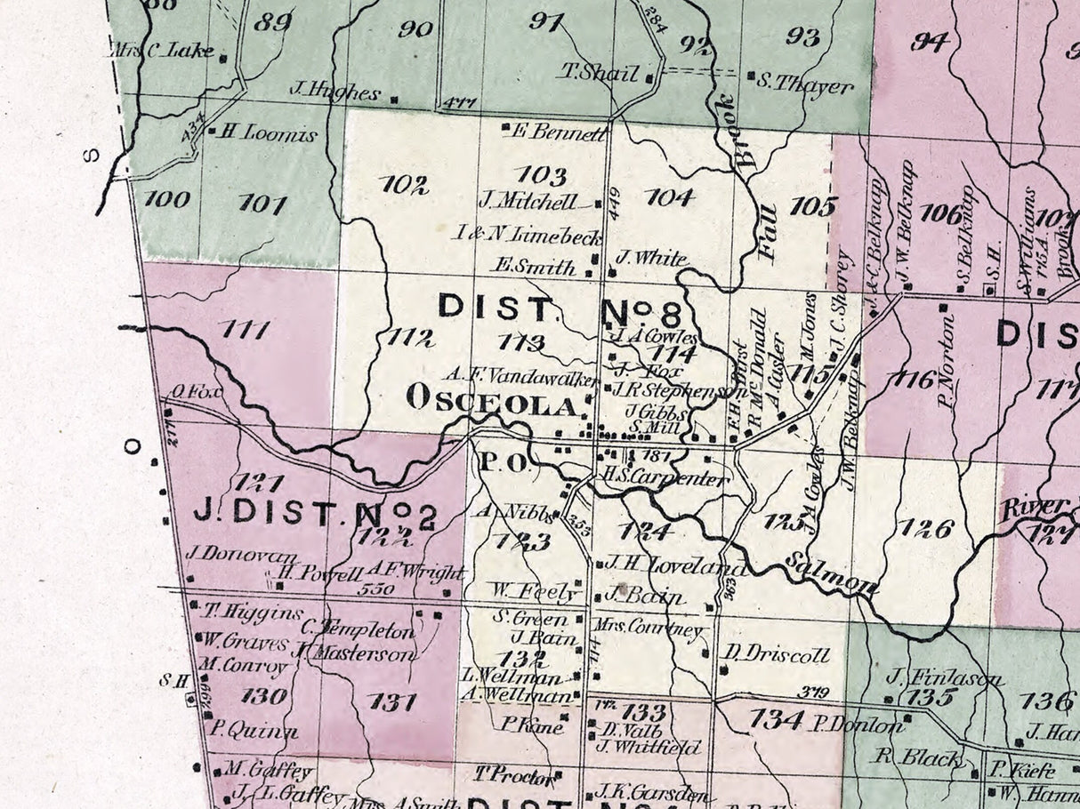 1875 Map of Osceola Township Lewis County New York