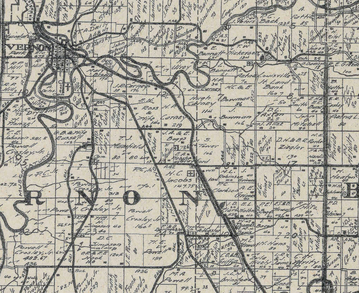 1935 Farm Line Map of Jennings County Indiana