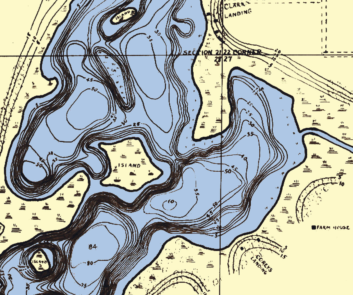 1923 Map of Lake James Steuben County Indiana