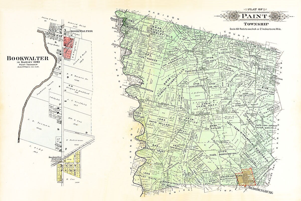 1913 Map of Paint Township Fayette County Ohio
