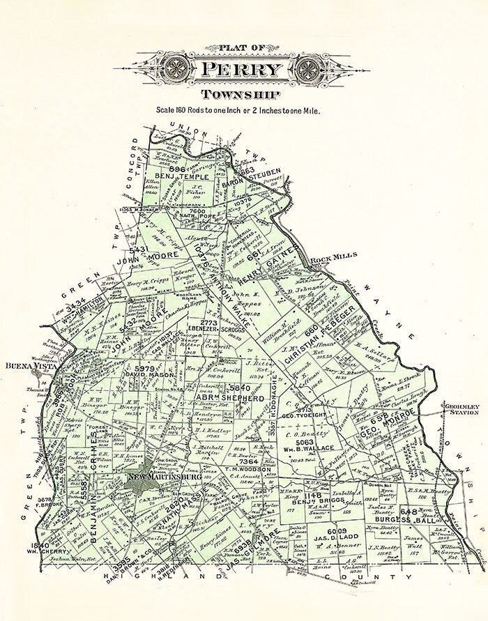 1913 Map of Perry Township Fayette County Ohio