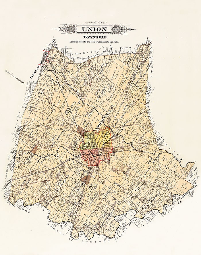 1913 Map of Union Township Fayette County Ohio