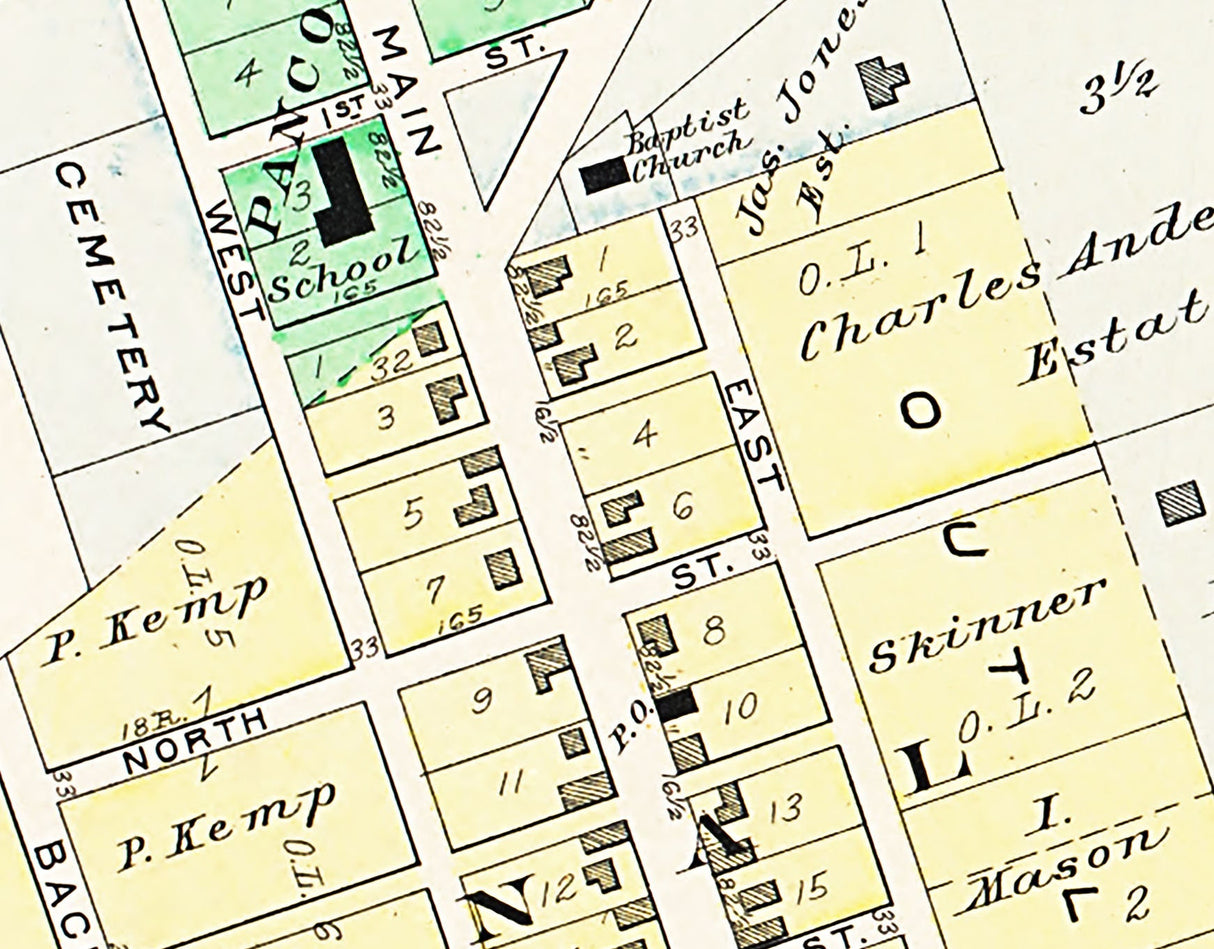 1913 Town Map of Waterloo Fayette County Ohio