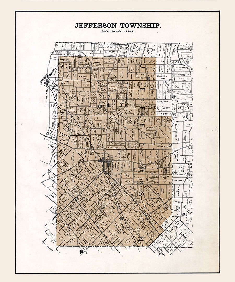 1896 Map of Jefferson Township Greene County Ohio