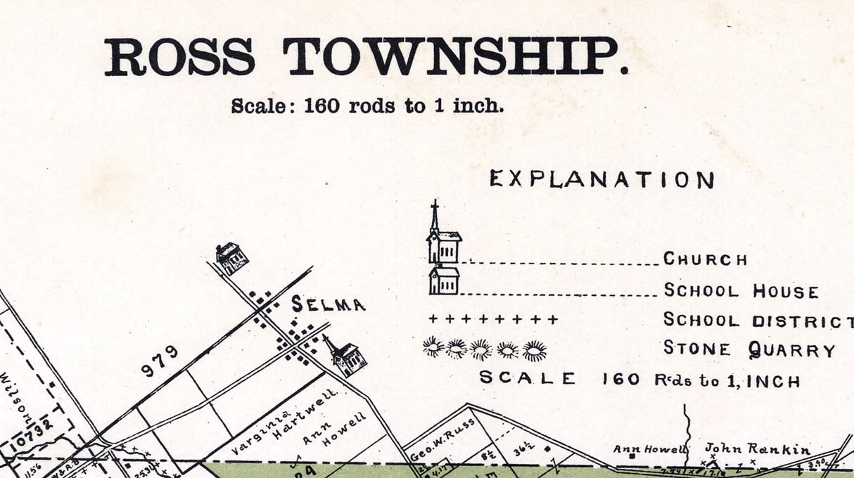 1896 Map of Ross Township Greene County Ohio