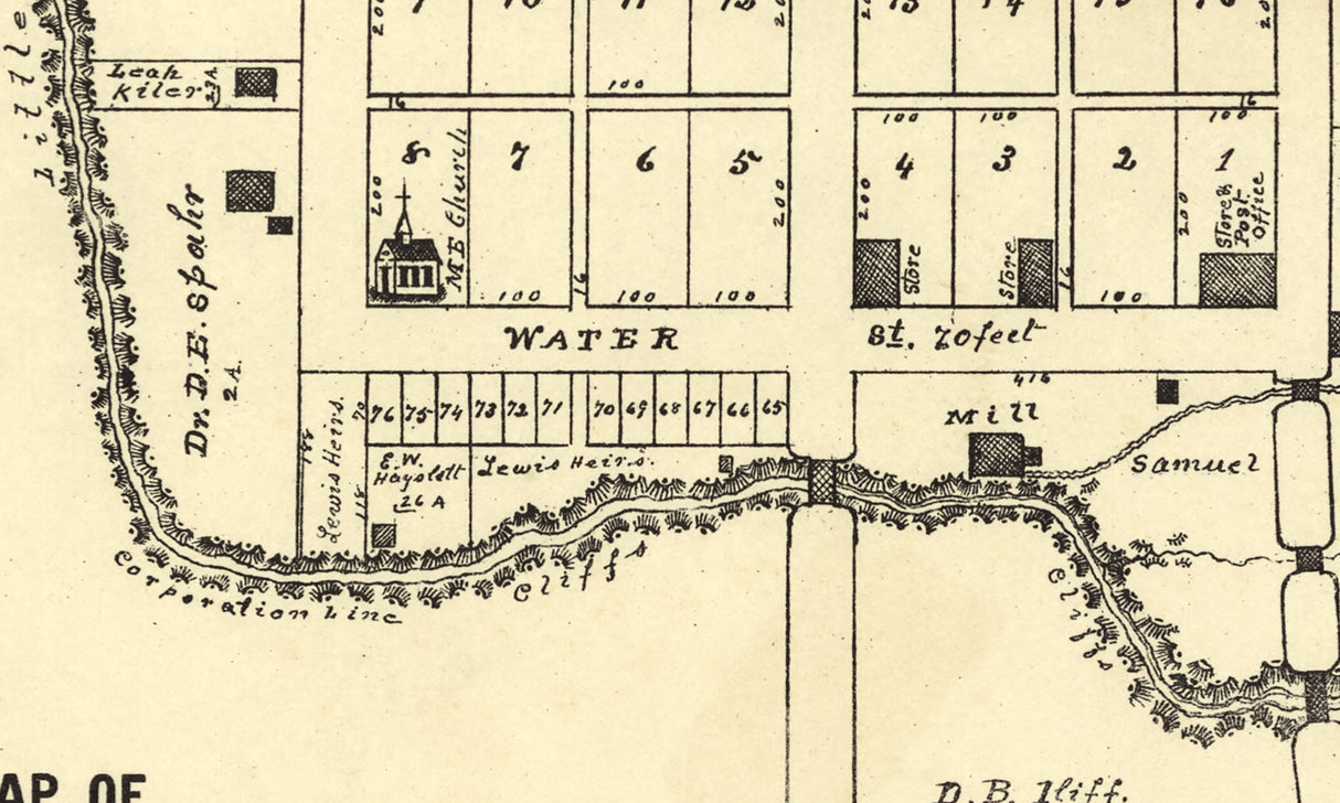 1896 Town Map of Clifton Greene & Clark County Ohio