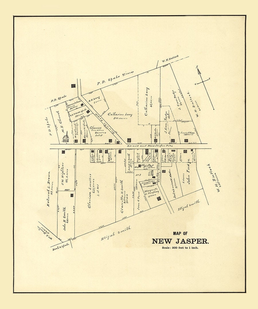 1896 Town Map of New Jasper Greene County Ohio