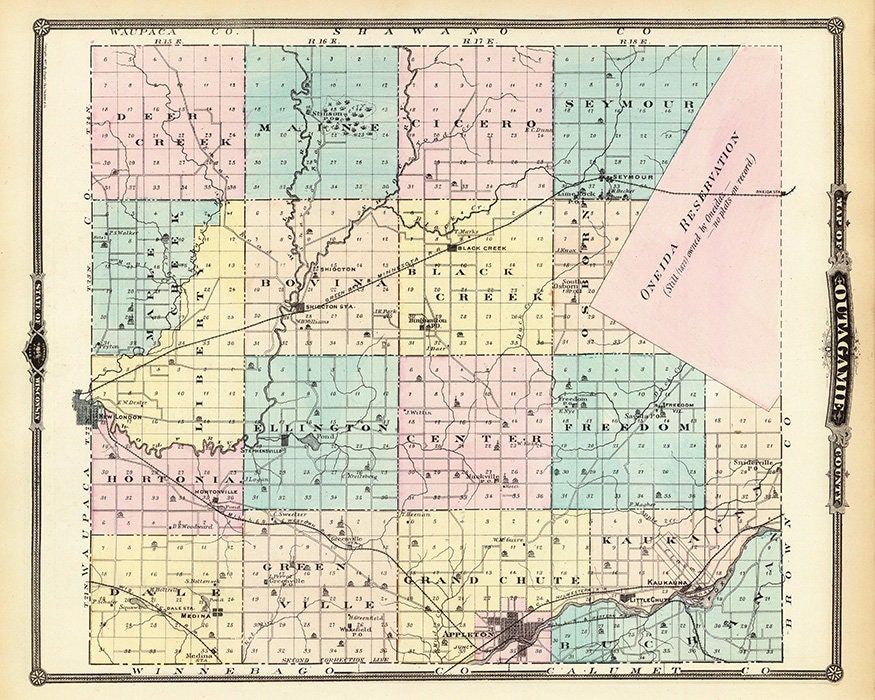 1878 Map of Outagamie County Wisconsin