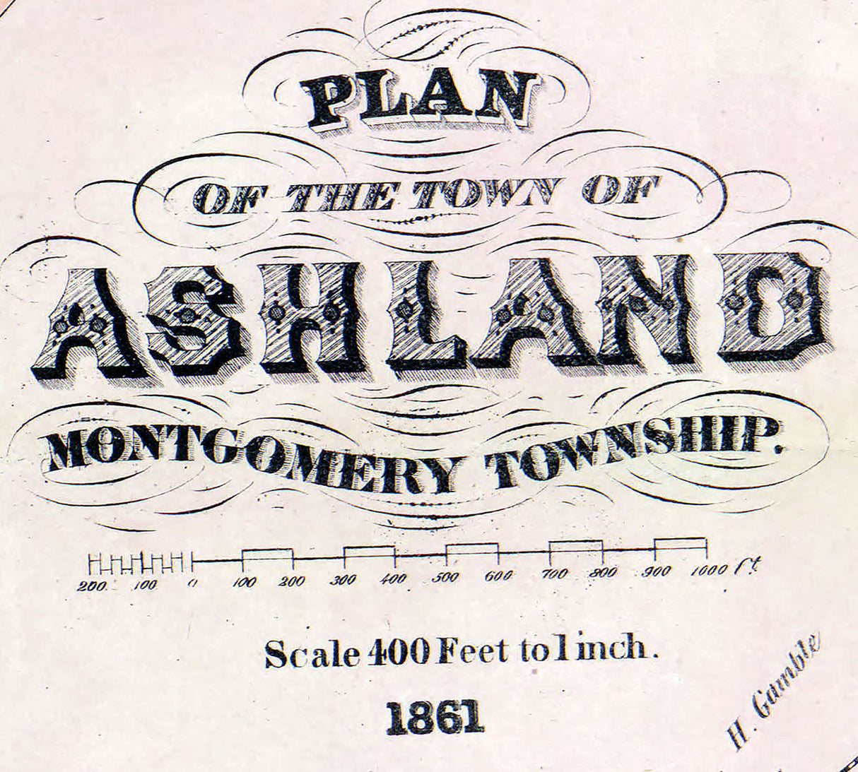 1861 Town Map of Ashland Ohio