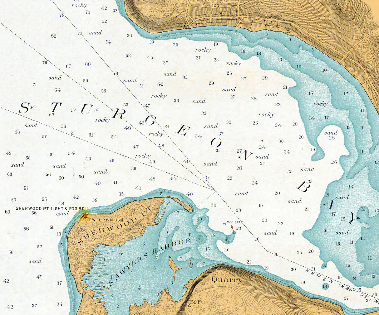 1904 Nautical Chart Map of Sturgeon Bay Canal and Harbor Wisconsin