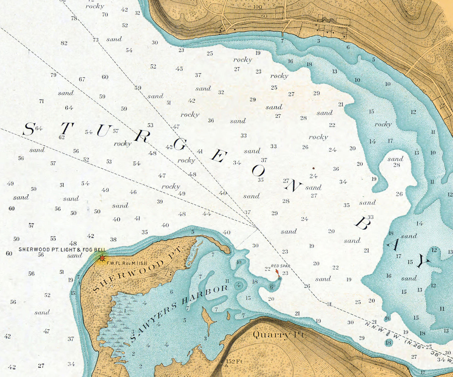 1904 Nautical Chart Map of Sturgeon Bay Canal and Harbor Wisconsin