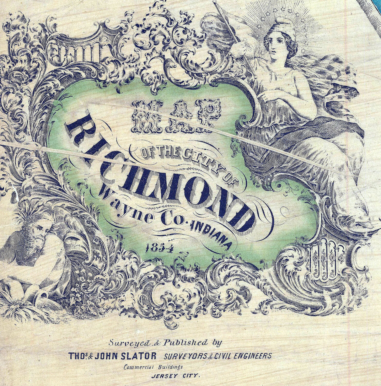 1854 Map of Richmond Wayne County Indiana