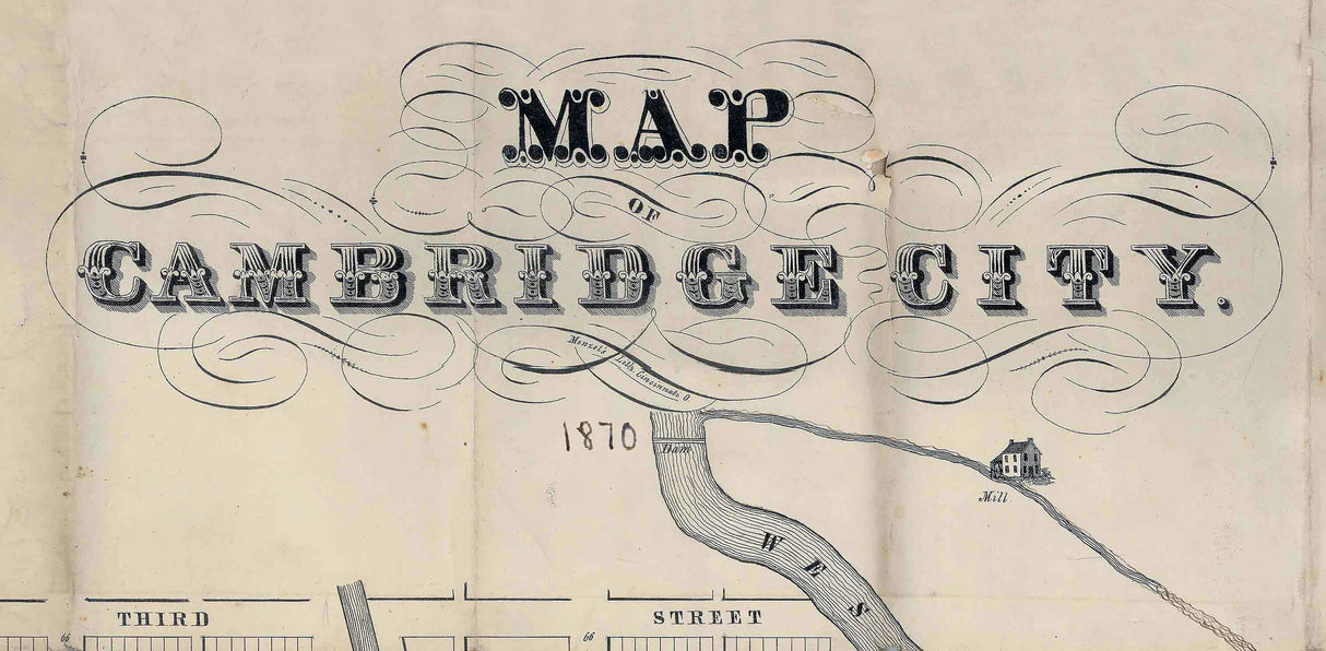 1870 Town Map of Cambridge City Indiana