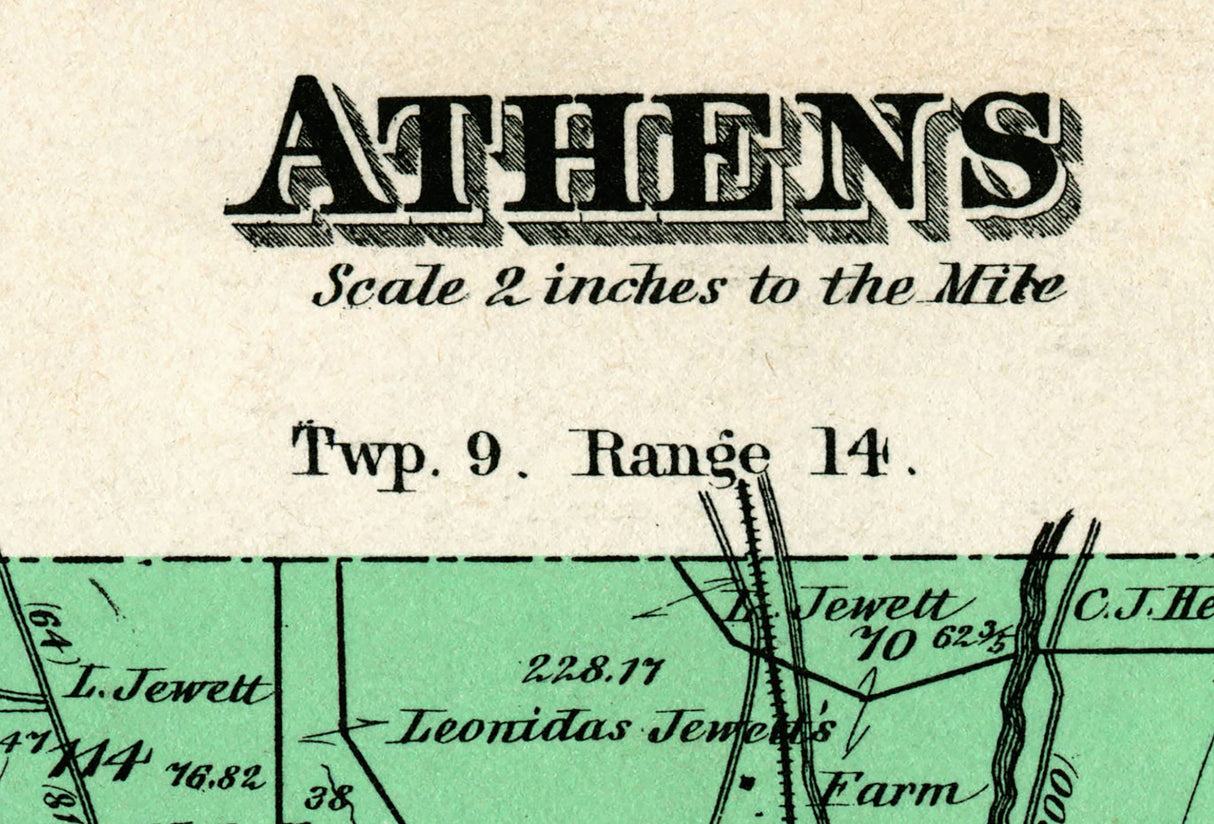1875 Map of Athens Township Athens County Ohio