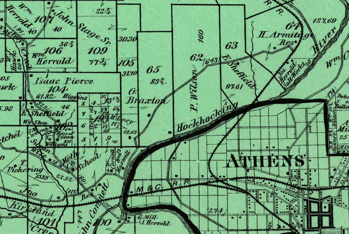 1875 Map of Athens Township Athens County Ohio