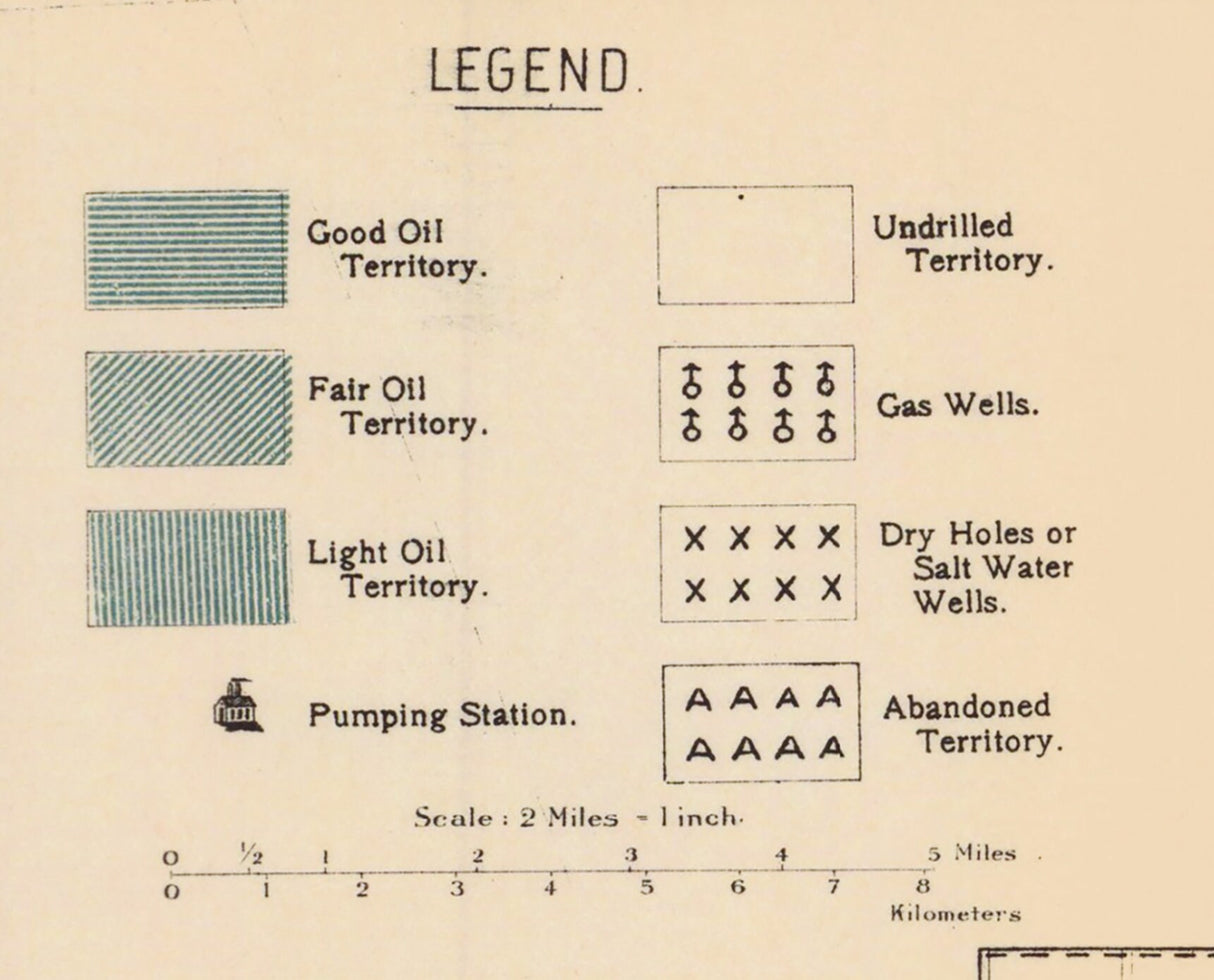 1907 Map of the Trenton Rock Oil Field Indiana