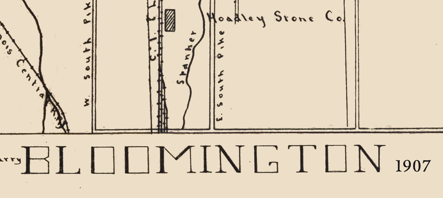 1907 Town Map of Bloomington Monroe County Indiana