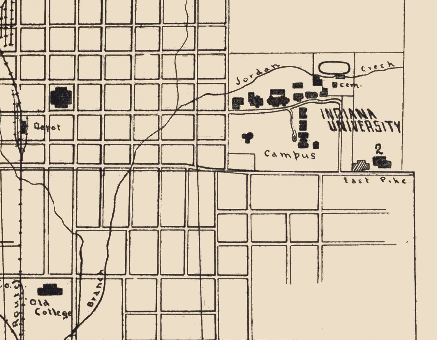1907 Town Map of Bloomington Monroe County Indiana