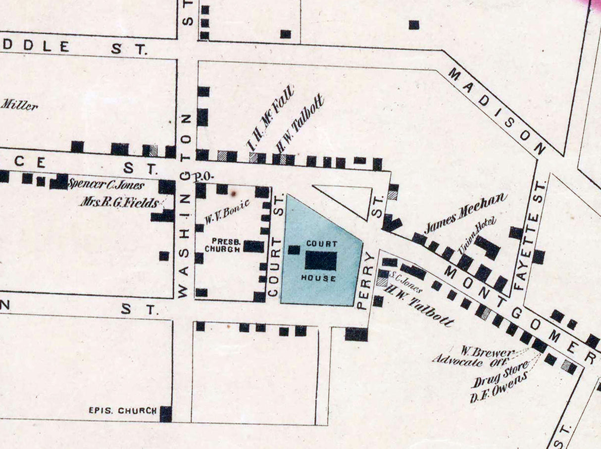 1877 Town Map of Rockville Montgomery County Maryland