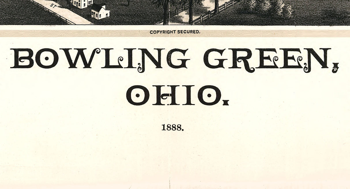1888 Panoramic Map of Bowling Green Ohio