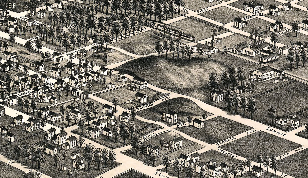 1888 Panoramic Map of Bowling Green Ohio
