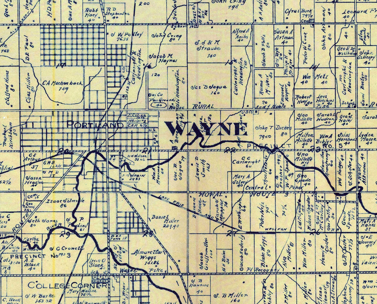 1900 Farm Line Map of Jay County Indiana
