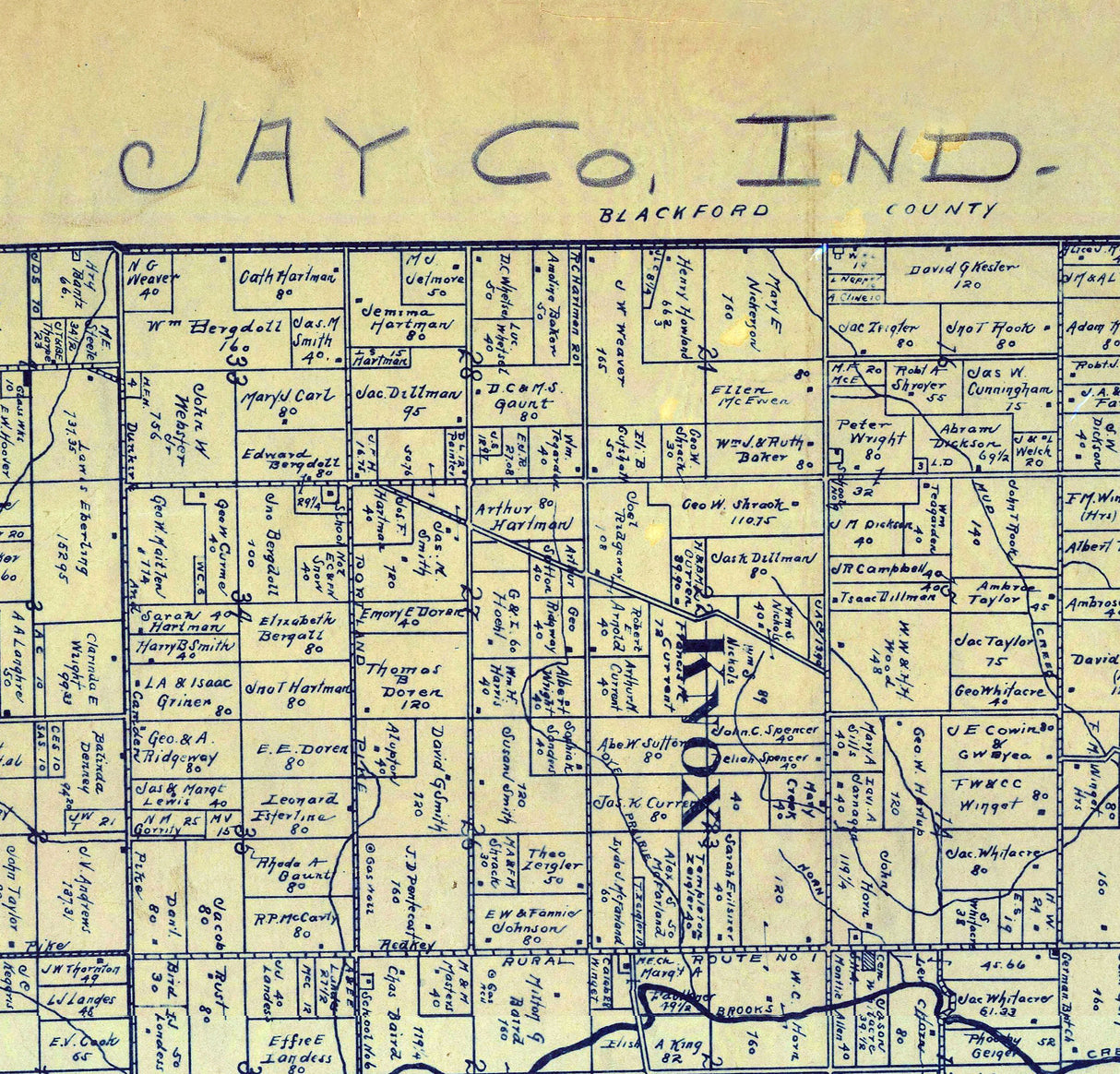 1900 Farm Line Map of Jay County Indiana