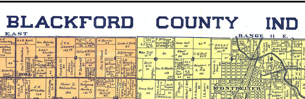 1905 Farm Line Map of Blackford County Indiana