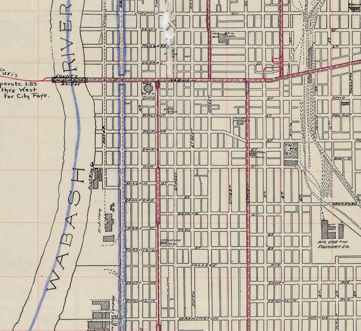 1907 Map of Terre Haute Indiana