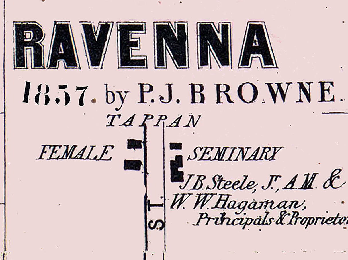 1857 Town Map of Ravenna Portage County Ohio