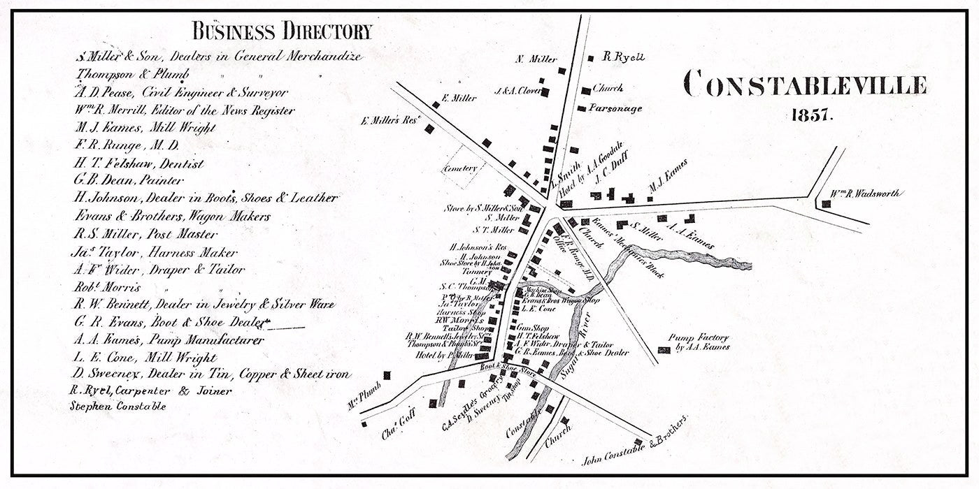 1857 Map of Constableville Lewis County New York