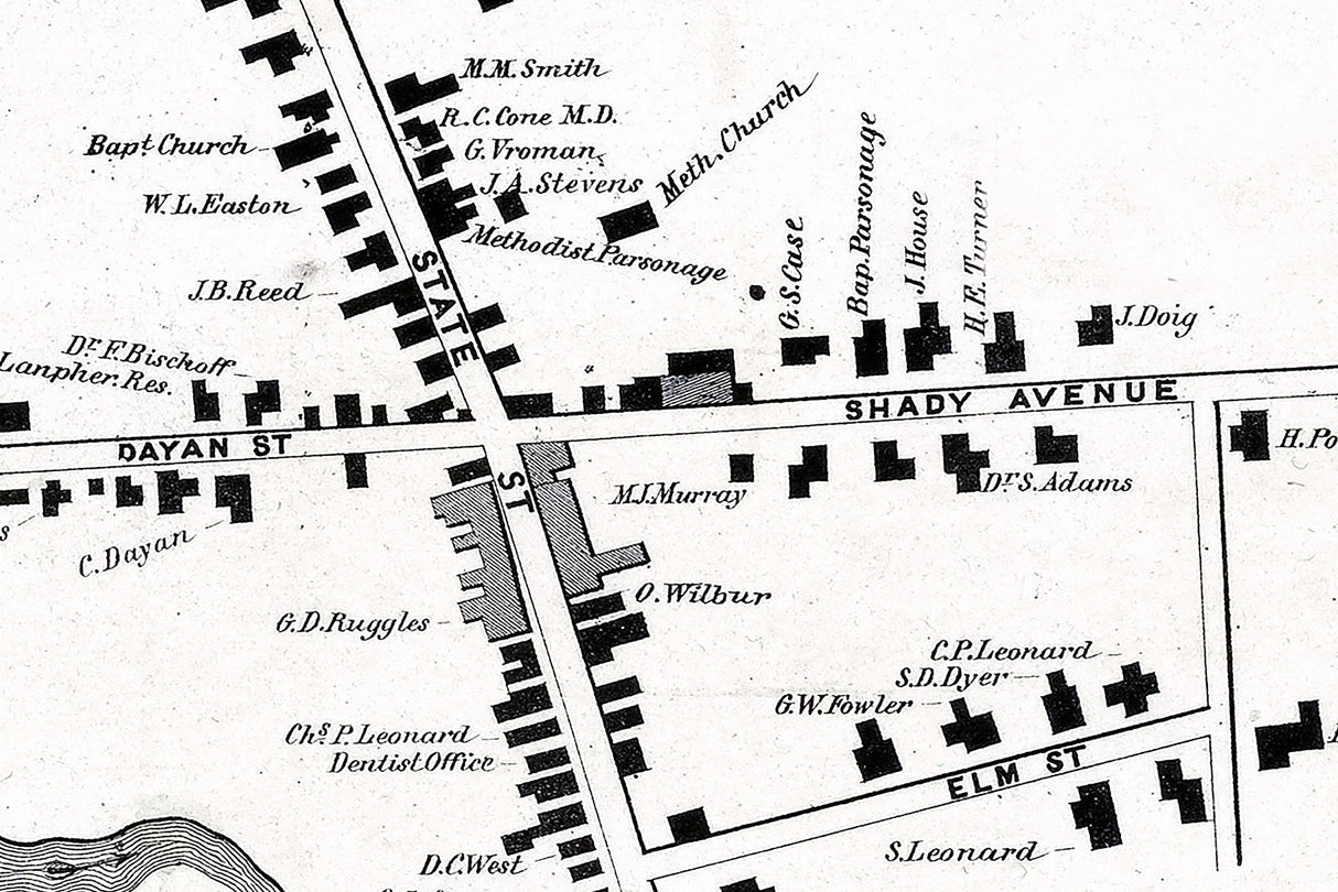 1857 Map of Lowville Lewis County New York