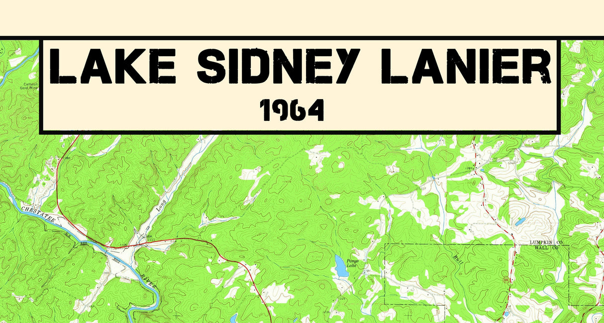 1964 Map of Lake Sidney Lanier Georgia
