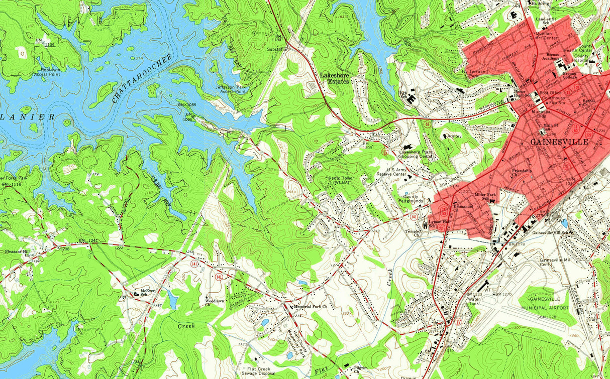 1964 Map of Lake Sidney Lanier Georgia