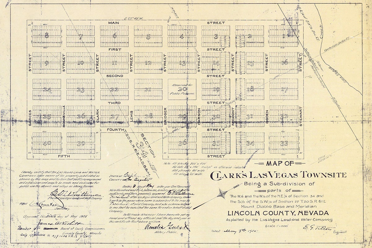 1905 Map of Las Vegas Nevada