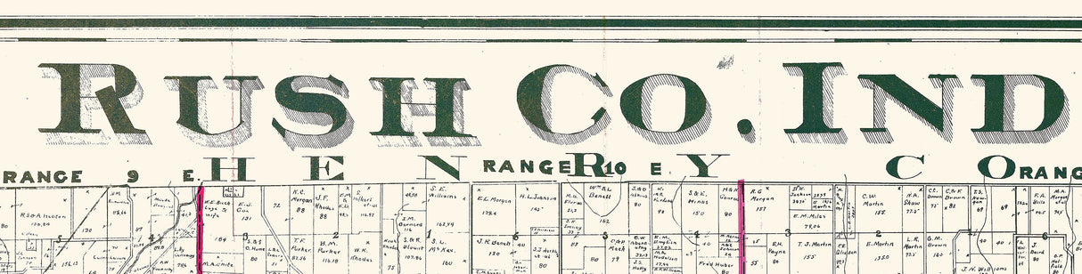1919 Farm Line Map of Rush County Indiana