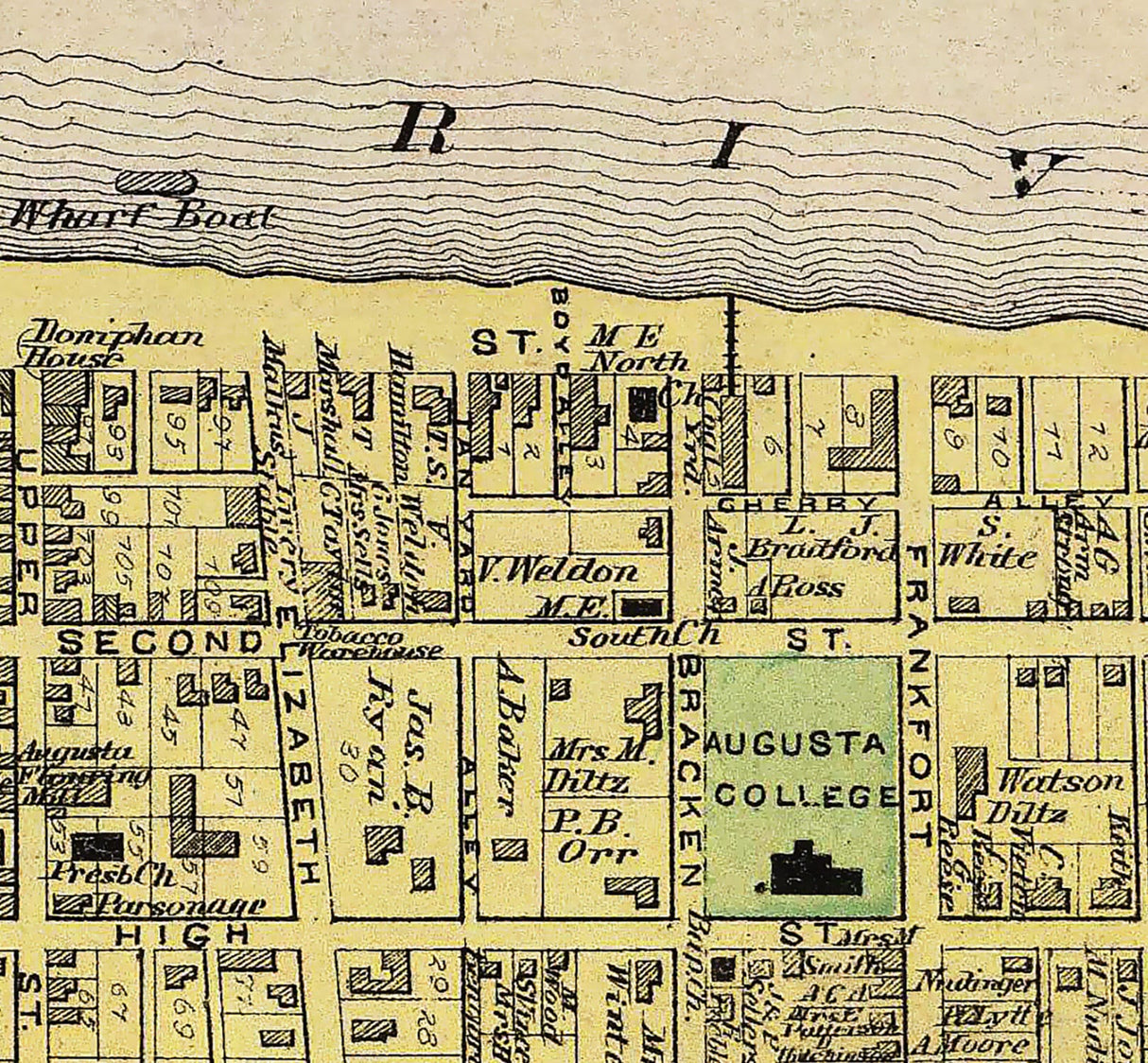 1877 Map of Augusta Bracken County Kentucky