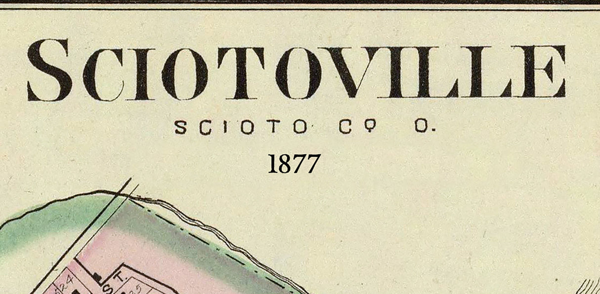 1877 Town Map of Sciotoville Scioto County Ohio
