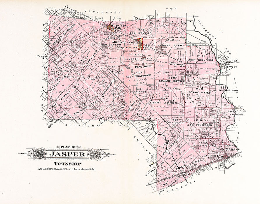 1913 Map of Jasper Township Fayette County Ohio